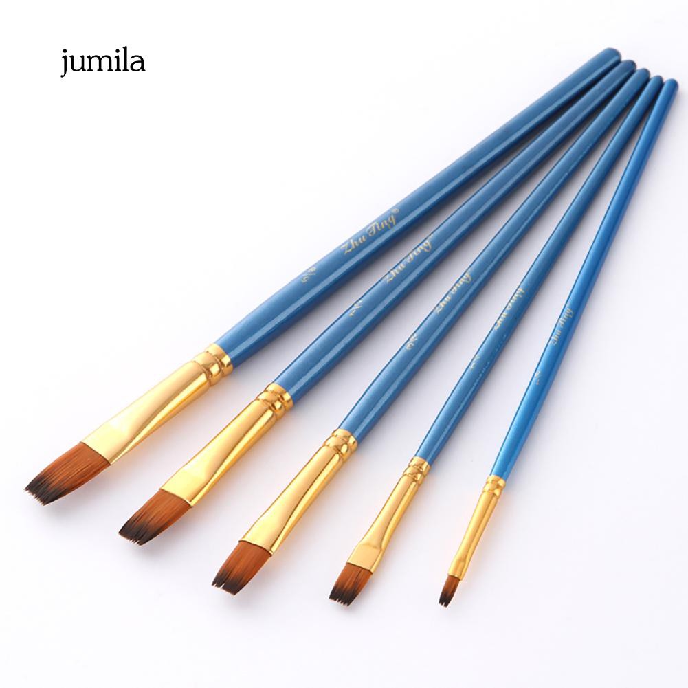 Set 5 cọ vẽ tô màu nước/màu dầu/acrylic với lông sợi nylon chuyên dụng