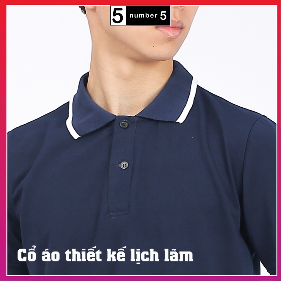 Áo Thun Polo Nam Cổ Bẻ Họa Tiết Trơn Number5 Chất Cotton Thoáng Mát [ APF ]