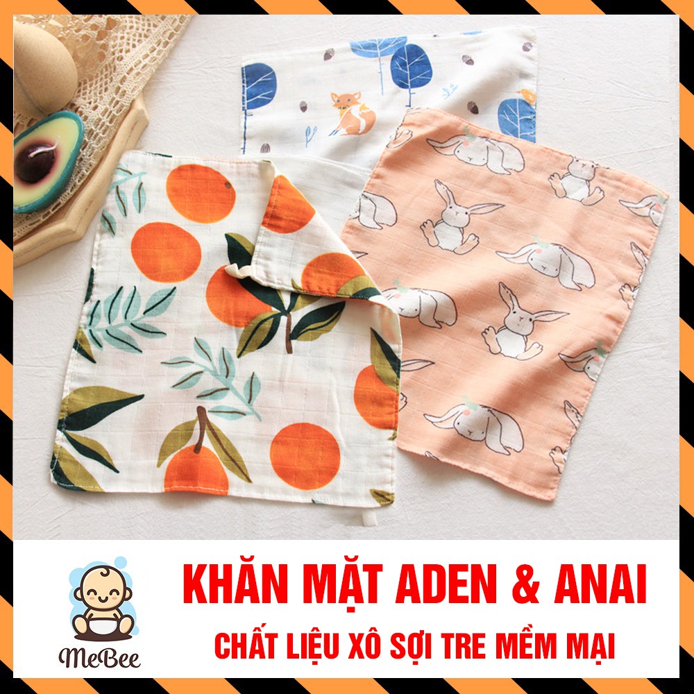 Set 3 khăn mặt xô sợi tre 4 lớp Aden Anai cho bé (30x30cm) - Khăn mặt cho bé