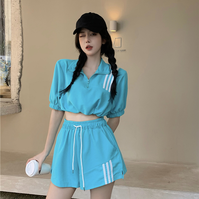 IELGY Set Áo + Quần Short Thể Thao Ống Rộng Thời Trang Hè 2021 Cho Nữ (Có Bán Lẻ)