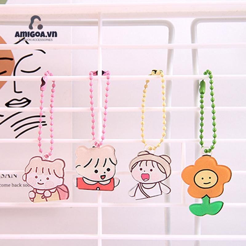 Móc Chìa Khóa Dạng Chuỗi Hạt acrylic Họa Tiết Gấu Dễ Thương Nhiều Màu Sắc
