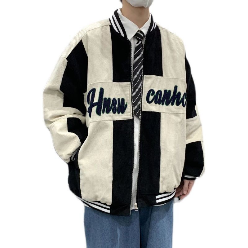 Áo Khoác Bóng Chày Vải Nhung Dáng Rộng Màu Sắc Retro Thời Trang Xuân Thu Cho Nam Và Nữ