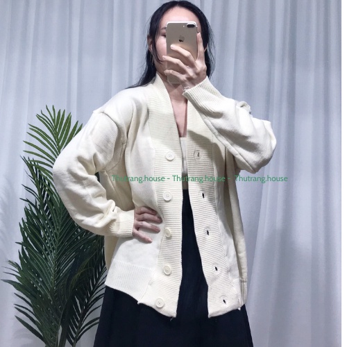 Áo khoác cardigan len nữ cổ tim V phối cùng váy dạ dệt kim phong cách ulzzang Hàn quốc MSP501 | BigBuy360 - bigbuy360.vn