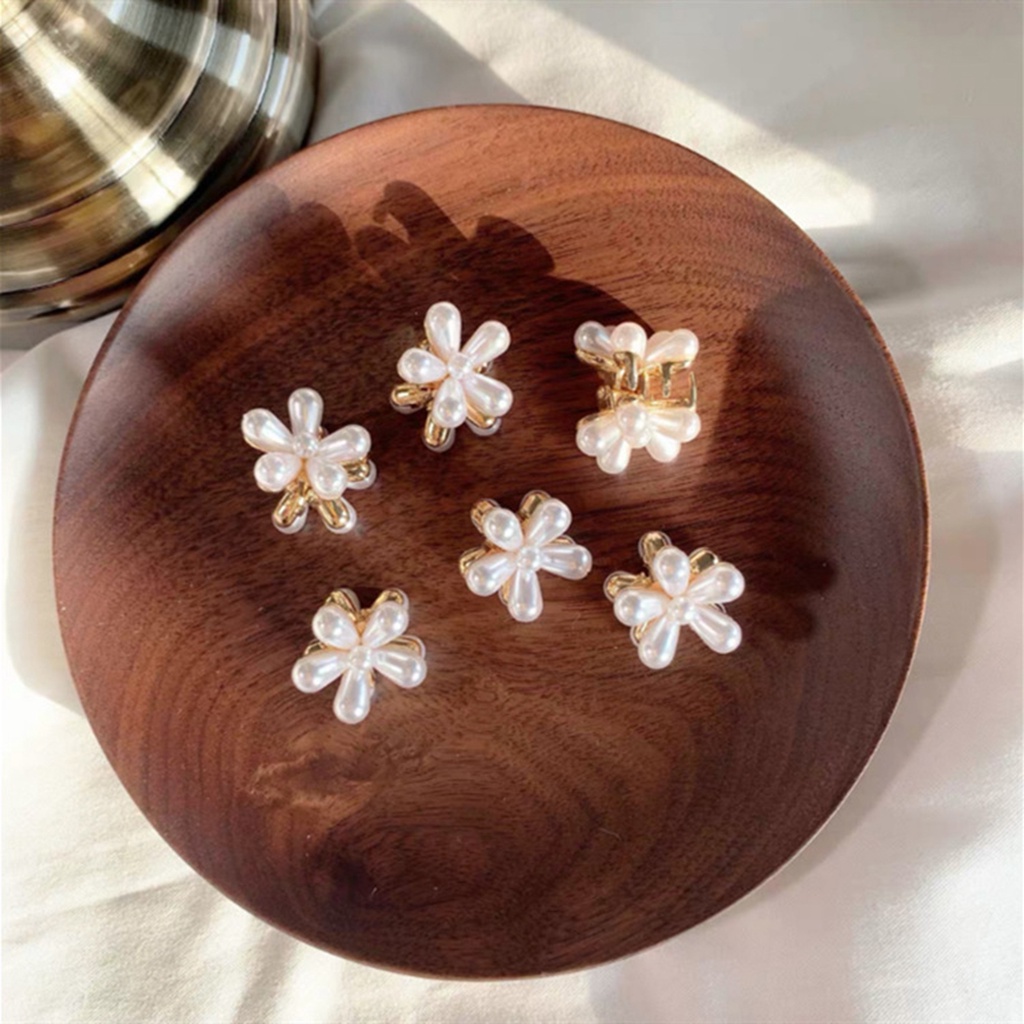 Kẹp tóc thiết kế hình hoa bằng ngọc trai nhân tạo thời trang phong cách retro