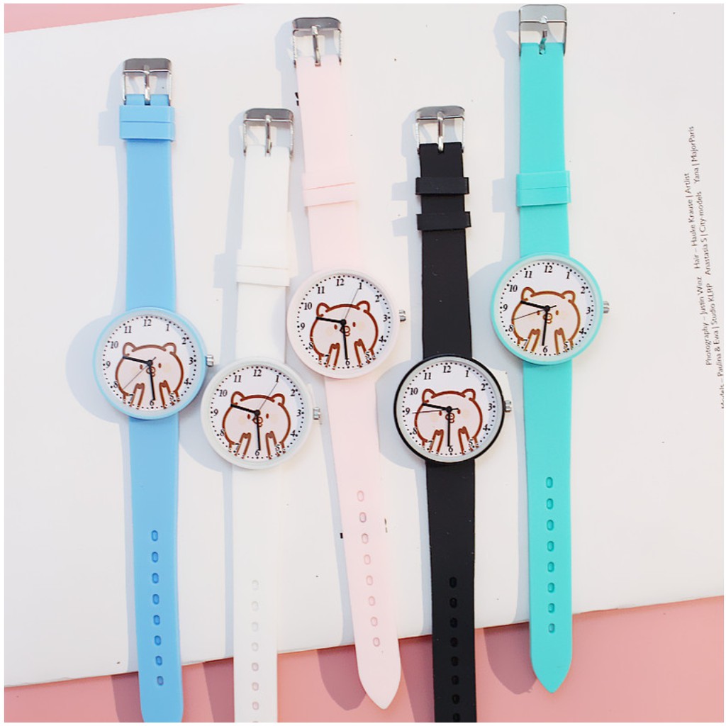 DHC235 ĐỒNG HỒ NỮ DÂY CAOSU CANDYCAT CHÚ HEO MÁ HỒNG PHONG CÁCH TRẺ TRUNG NĂNG ĐỘNG