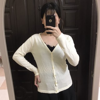 Cadigan len cổ tim size S màu sữa