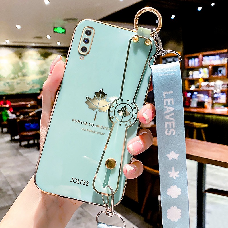Ốp Điện Thoại Mềm Hình Lá Phong Có Dây Đeo Cho Samsung Galaxy A30S A50 A50S A70S A70