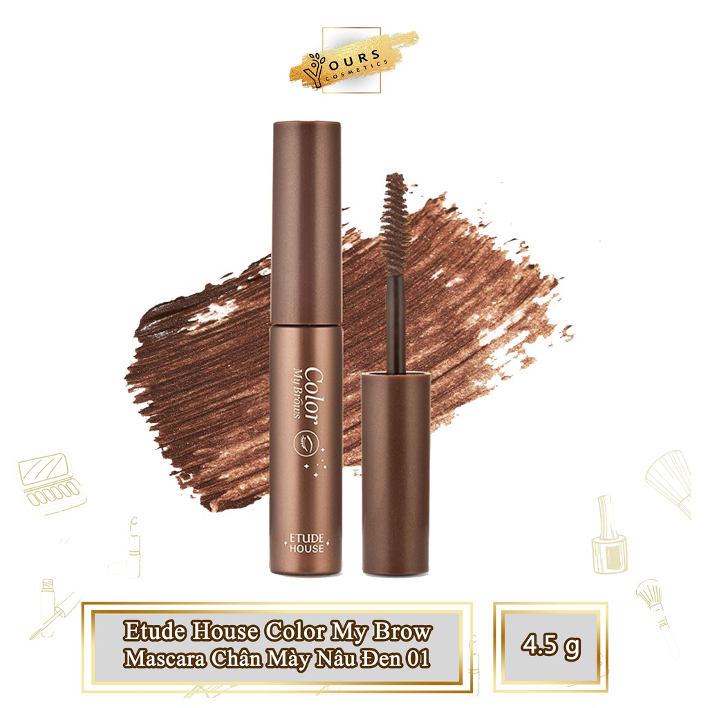 [Auth Hàn] Mascara Chân Mày Etude House Color My Brow Màu Nâu Đen 01 Rich Brown - Mascara Chân Mày Etude House Nâu Đen