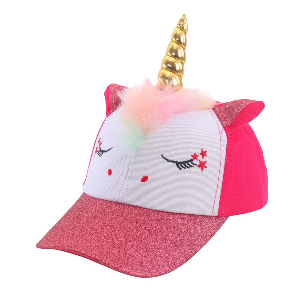 Unicorn Peaked Cap Kem chống nắng Nicorn Sherpa Boys and Girls Có thể điều chỉnh dây đeo lưng Mũ bóng chày Mũ màu hồng trên cùng Mũ bóng chày