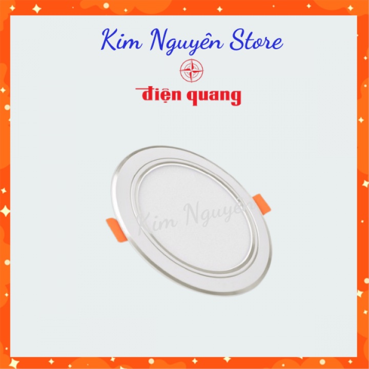 Đèn led âm trần, led panel tròn mỏng Điện Quang PN04 chip led SMD, đổi màu 3 chế độ ánh sáng, viền vàng bạc,  7w,9w, 12w