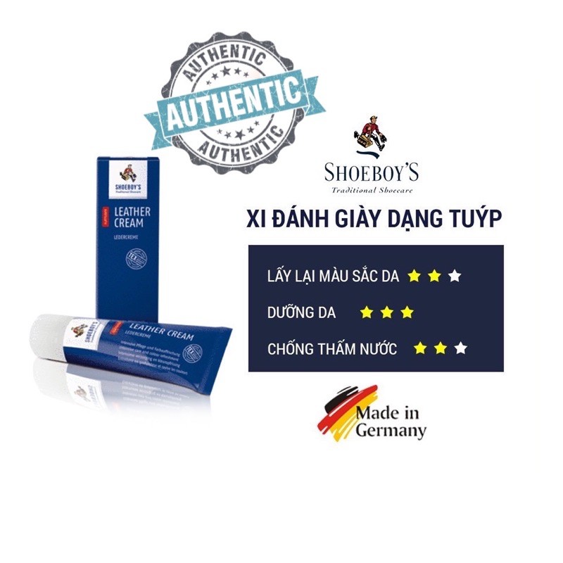 Tuýp Xi Đánh Giày Dạng Kem Màu Nâu, Màu Đen SHOEBOY'S - Leather Cream