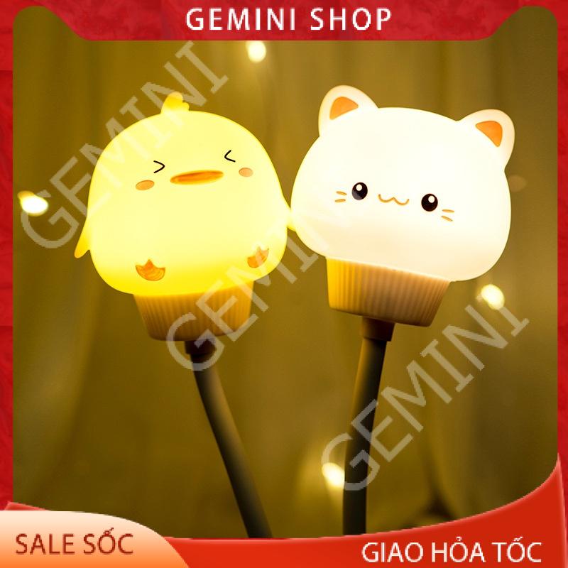 Đèn ngủ Hình Thú Dễ Thương V005 mini có điều khiển từ xa remote cổng usb hình thú Ánh Sáng Vàng GEMINI SHOP