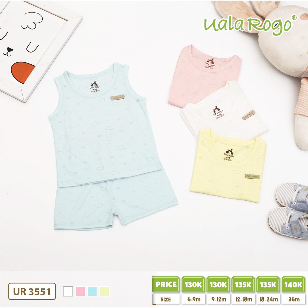 Bộ ba lỗ UalaRogo vải mây hở cho bé UR3551