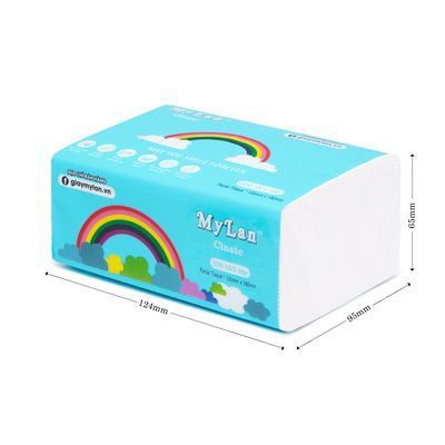 10 Gói Khăn Giấy ăn Dạng rút Cầu Vồng MyLan 3 Lớp Siêu Dai, Không Tan Trong Nước (300 Tờ/Gói )