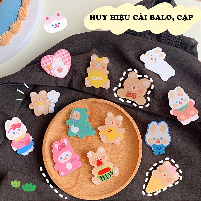 Sticker pin cài huy hiệu dễ thương trang trí cặp balo túi vải Phong cách Nhật Bản LIZAMO HH81