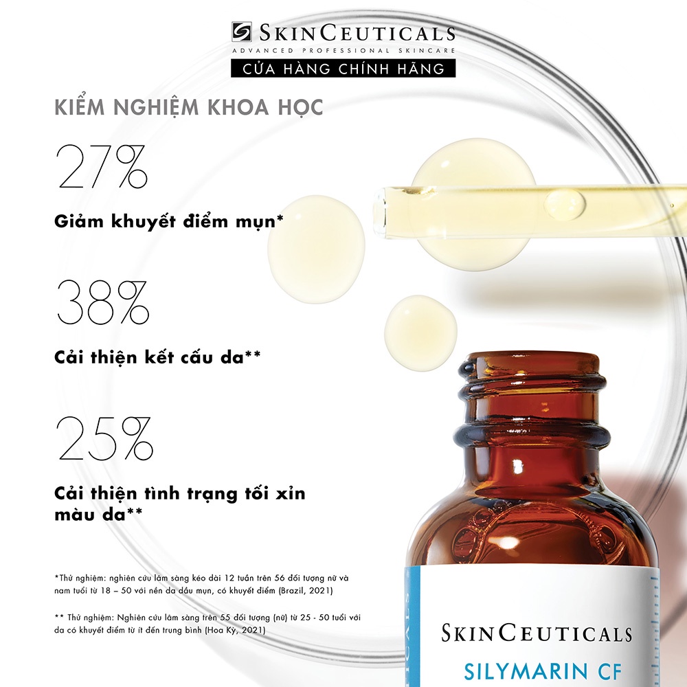 Skinceuticals Silymarin CF giúp kiểm soát dầu và cải thiện các khuyết điểm da 30ml