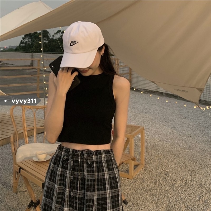Áo Croptop Ba Lỗ Nữ Màu Trơn Phong Cách Hàn