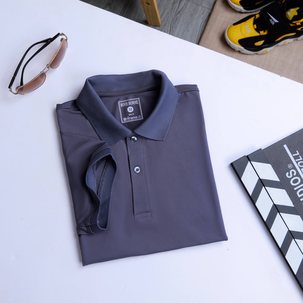 Áo Polo nam trơn Bovis Homme, mã PL2021100, phom Slim-Fit vừa vặn giúp ôm dáng, chất vải chống nhăn (nhiều màu)