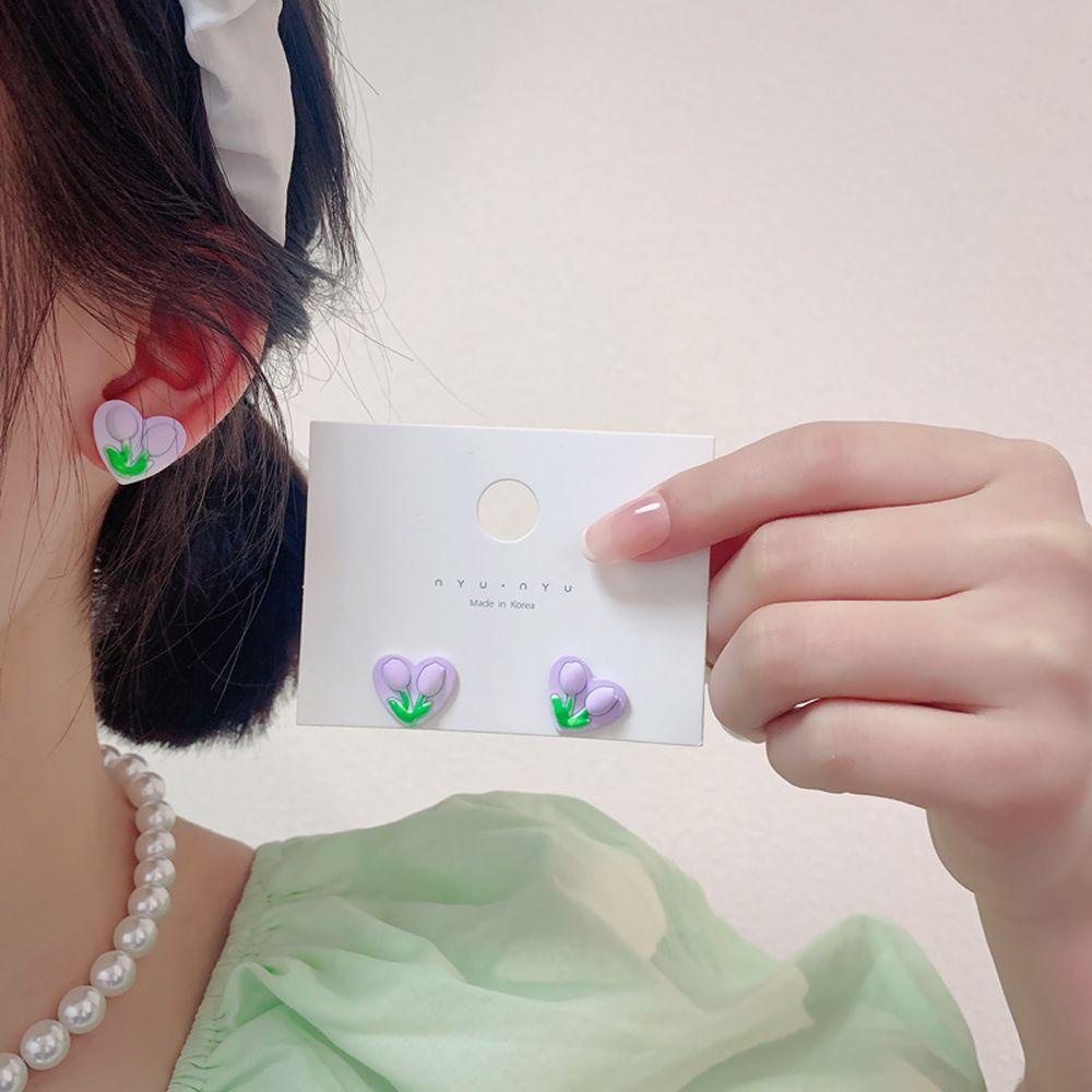 QQMALL Hoa Tai Hình Hoa Tulip Ngọt Ngào Cho Nữ