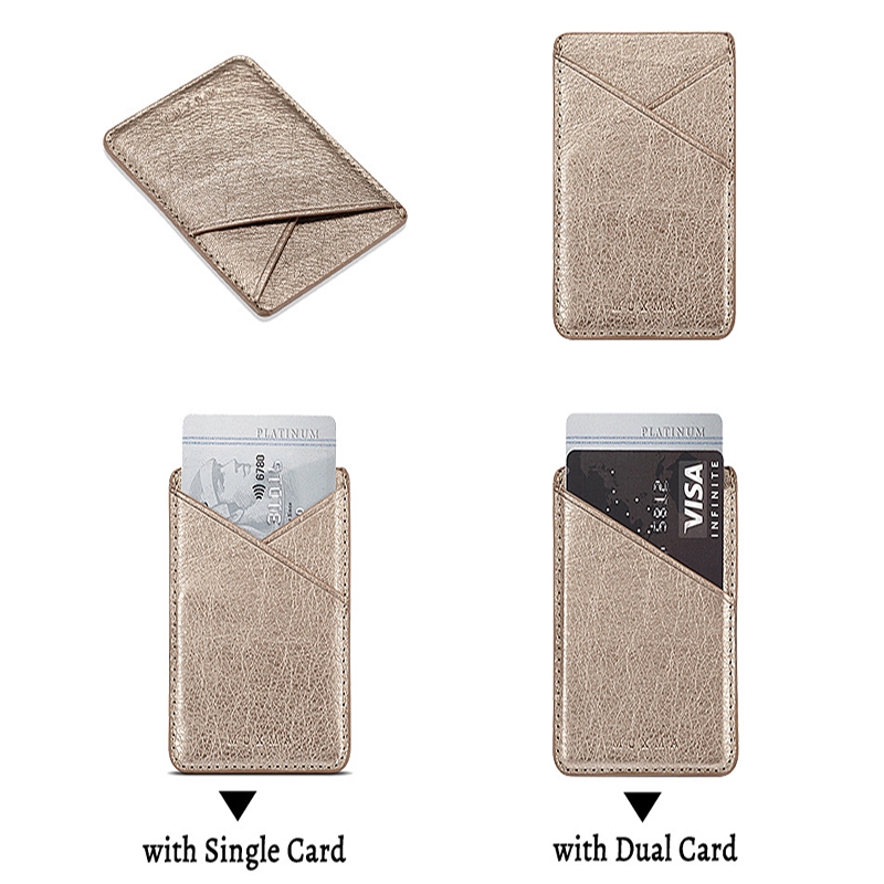 New Popular Pocket Stick-On Card Holder PU Leather Cover Mini Mobile Phone Credit Card Back Holder For Case