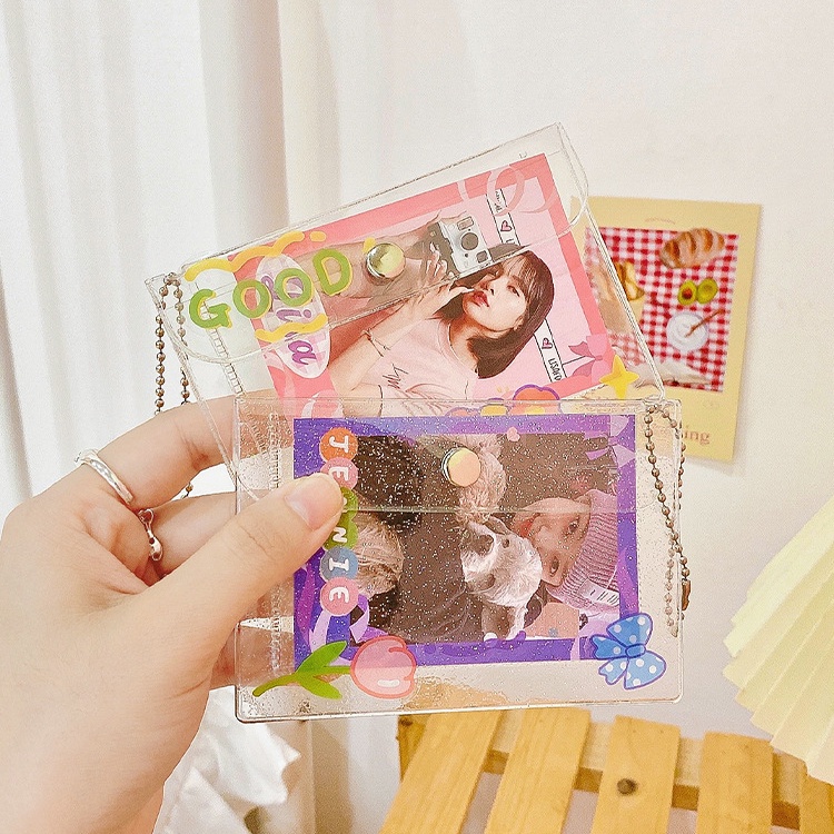 Ví Đựng Thẻ Mini Trong Suốt Lấp Lánh Thời Trang Cho Nữ