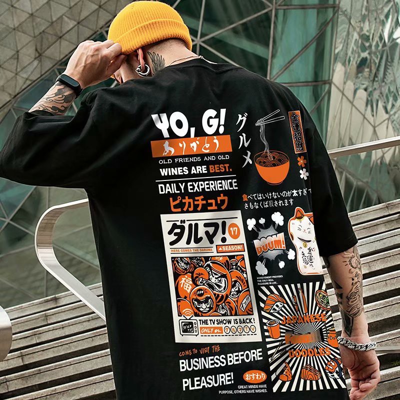 Áo Thun Tay Ngắn Dáng Rộng Phong Cách hip hop Đường Phố Âu Mỹ Thời Trang Cho Nam Và Nữ