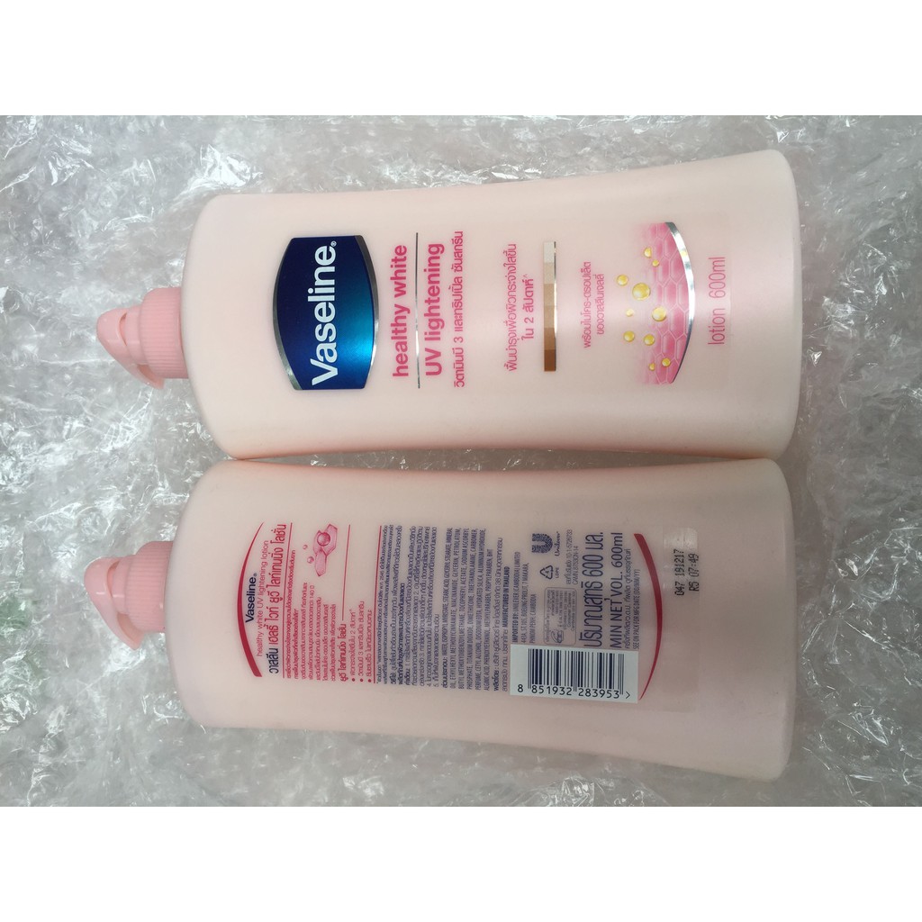 01 chai (Vaseline 10x mẫu mới)Dưỡng thể Vaseline Healthy White UV Lightening GlutaGlow 10x Lotion Thái Lan 600ml