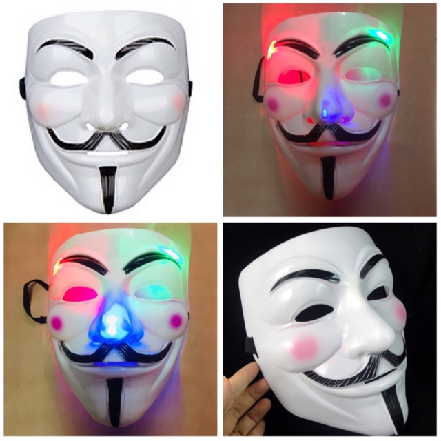 Mặt nạ hacker có đèn hoá trang cosplay , mặt nạ hacker halloween