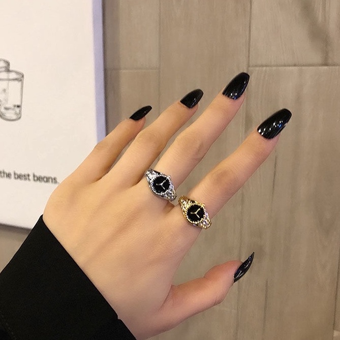Nhẫn Hình Đồng Hồ Thiết Kế Đơn Giản Thời Trang Hàn Quốc Cho Nữ