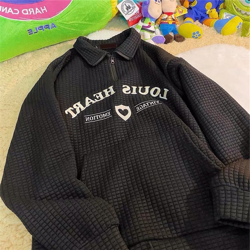 Áo polo sweater nỉ vải ô vuông nổi dày dặn hot trend | BigBuy360 - bigbuy360.vn