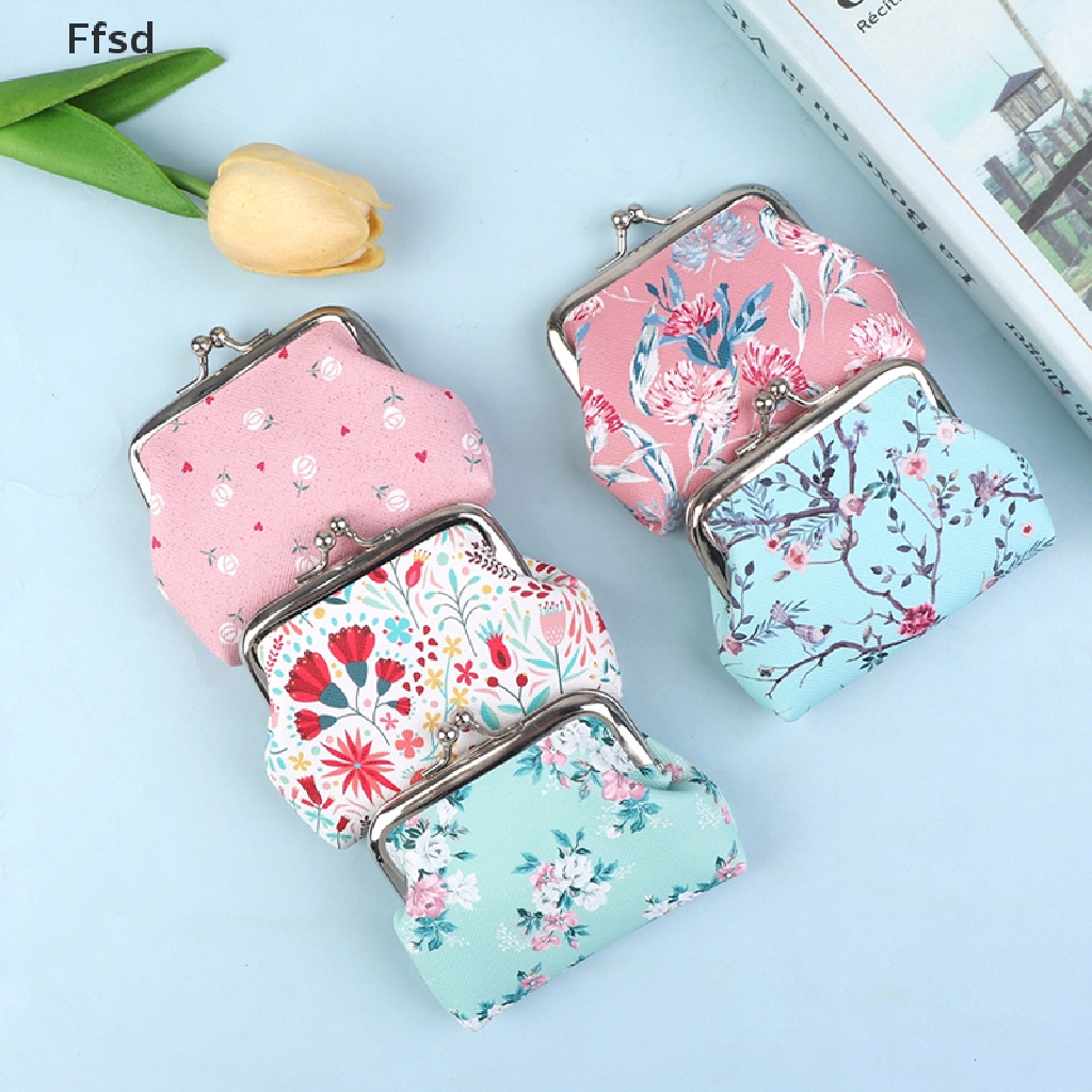 {Ffsd} Ví Da PU Dạng Nhỏ In Họa Tiết Hoa Đựng Tiền / Kẹo Cưới * Hot