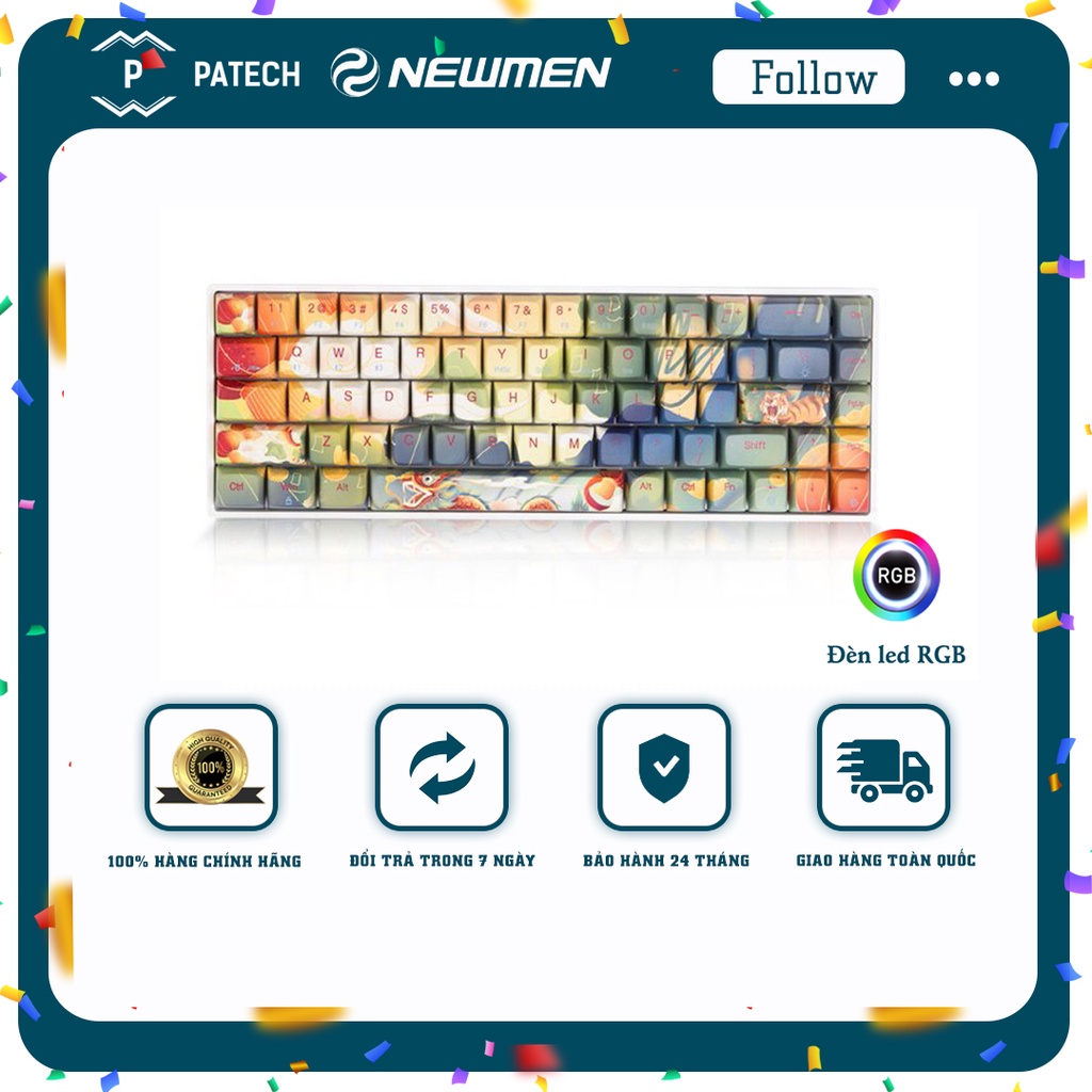 Bộ keycap Newmen cho GM680 Long Hổ Jungle Layout 68 nút - Hàng chính hãng