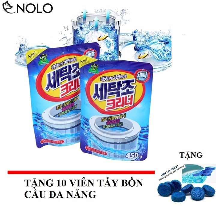 Combo 2 Bịch Bột Tẩy Vệ Sinh Lồng Máy Giặt Tặng Kèm 10 Viên Tẩy Bồn Cầu