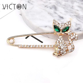 Trâm cài áo kiểu dáng mèo đính đá lấp lánh sang trọng