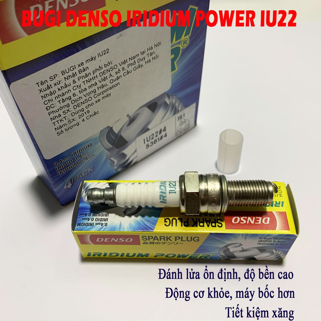 Bugi bạch kim cho Wave Alpha 110 - RSX 110 - Wave S110 - DENSO IRIDIUM POWER IU22