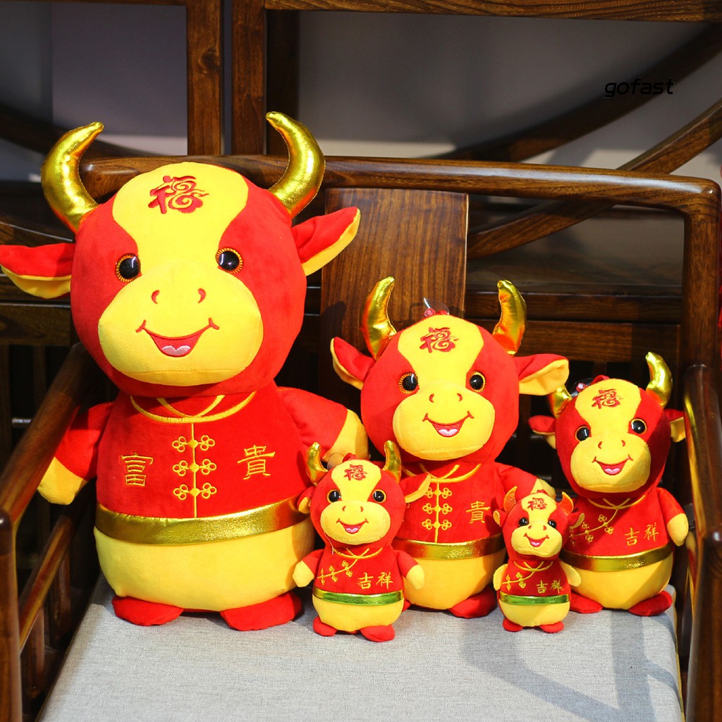đồ chơi nhồi bông Hình Bò May Mắn Theo Phong Cách Trung Hoa