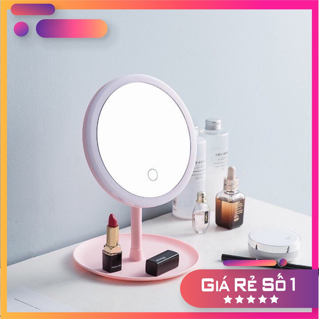Gương Trang Điểm , Gương LED MINI Nhỏ Gọn Tiện Lợi Dễ Mang Đi, Để Bàn Thông Minh ( Gương Hình Tròn ) CP161