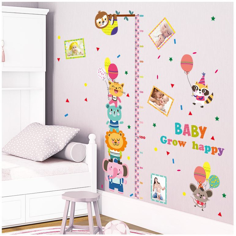  Decal dán tường thước đo chiều cao cho bé BABY Grow happy kích thước 107x136cm