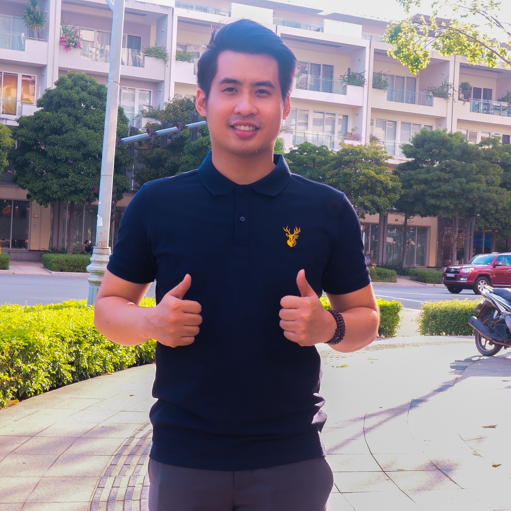 Áo polo nam, thương hiệu CADANO, thêu họa tiết, vải cotton co giãn màu Xanh đen sang trọng - dòng cao cấp | BigBuy360 - bigbuy360.vn