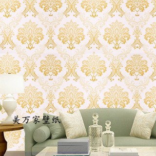 Cuộn 10m decal giấy dán tường  khổ 45cm keo sẵn mẫu CHẤU ÂU VÀNG