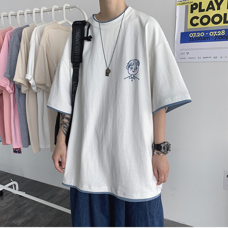 (XẢ KHO) Áo thun unisex phong cách Ulzzang kiểu dáng layer form rộng tay lỡ dành cho nam nữ chất liệu cotton, áo in hình