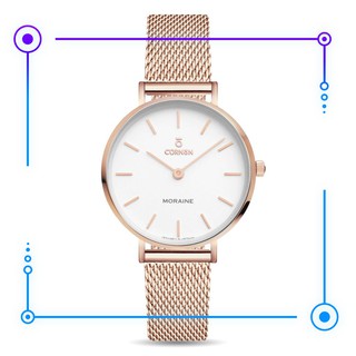 Đồng hồ nữ Curnon dây kim loại rosegold Moraine Desire
