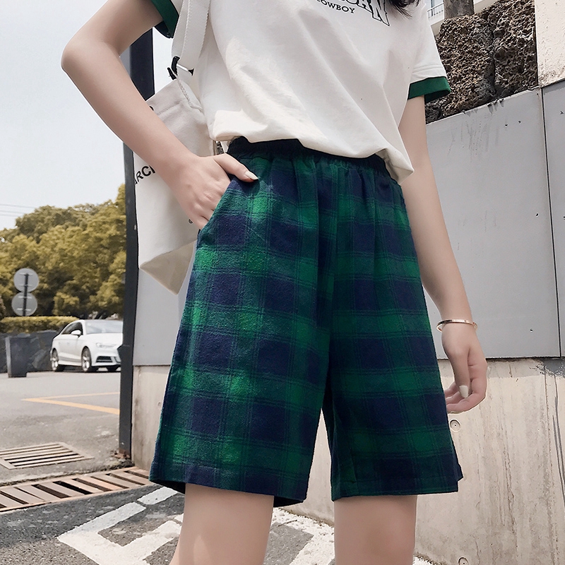 SUXI Quần Sọt Lưng Cao Dáng Rộng Thiết Kế Đơn Giản Hợp Thời Trang