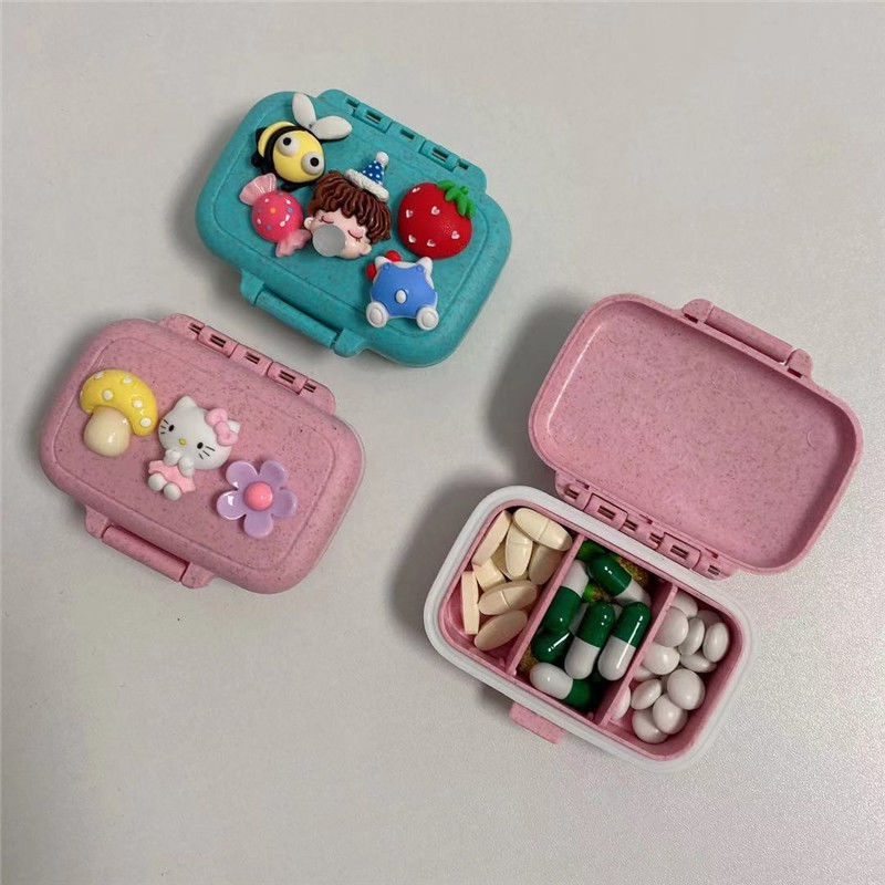 Hộp Đựng Thuốc Mini Chống Ẩm Họa Tiết Hoạt Hình Dễ Thương