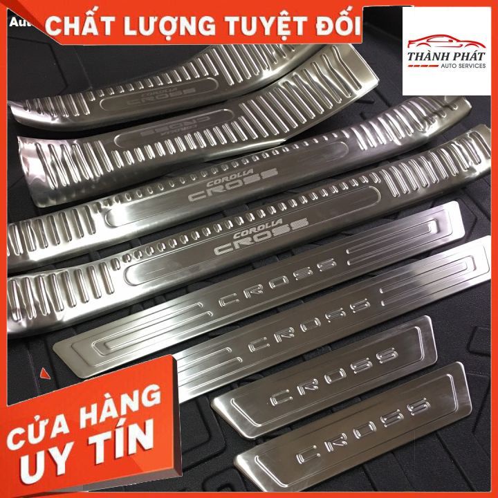 Toyota Cross, Ốp Bậc Cửa  Inox Toyota Cross 2020 2021 2022 Chất Liệu Cao Cấp Đủ Bộ 8 Chi Tiết