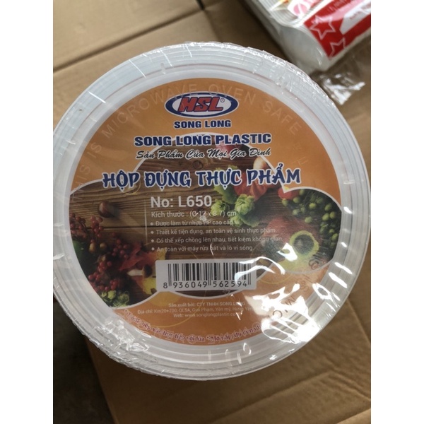 10 Hộp nhựa Song Long kèm nắp đựng thực phẩm hàng 650ml