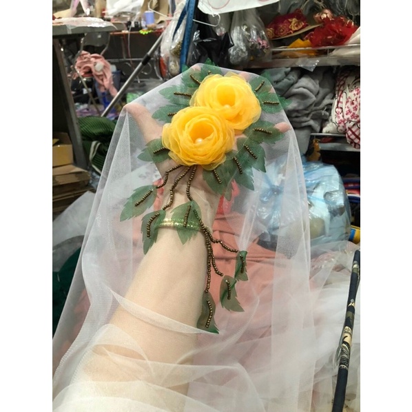 hoa ruy băng 2 hoa xinh xắn 30cm