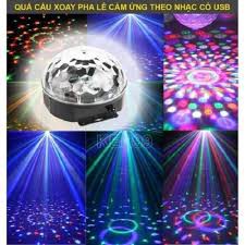 Đèn Cầu Xoay Pha Lê Ma Thuật (USB) 7 Màu Tích Hợp USB Có Điều Khiển Từ Xa Chớp Theo Nhạc