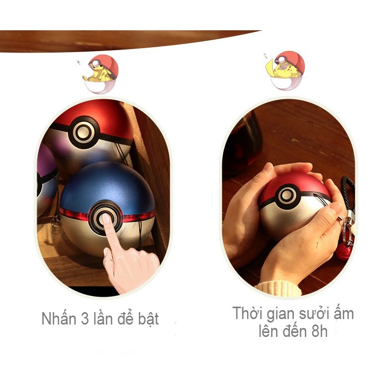 Máy sưởi mini hình thú Pokemon, thiết kế siêu kute, giữ nhiệt siêu ấm, chất liệu nhựa silicon cao cấp và an toàn