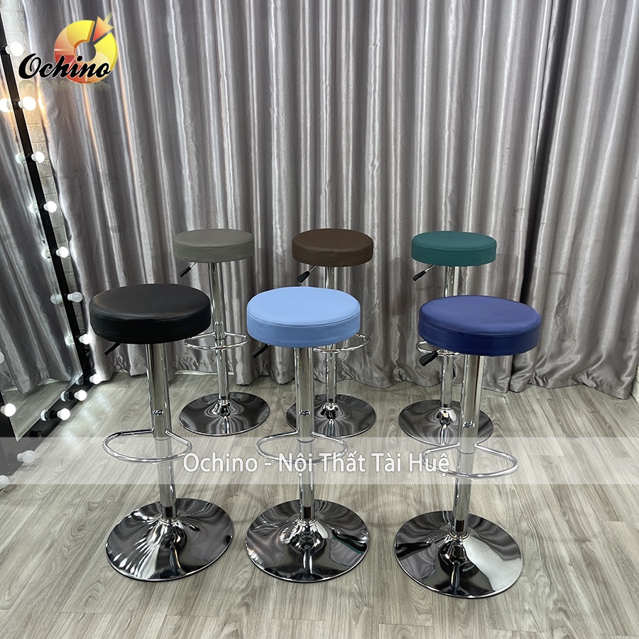 Ghế Quầy Lễ Tân, Ghế Chụp Hình Bọc Da Tròn Trơn Phong Cách Đơn Giãn (Hình Thật Shop Chụp)